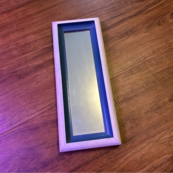 Rectangular Mirror with Blue and White Frame vintage primative - Picture 1 of 4